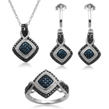 Schwarz-Weiß-Diamant-Schmuck Set 925 Sterling Silber